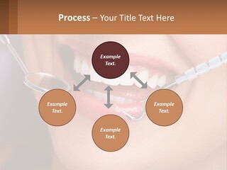 A Woman Smiling With A Toothbrush In Her Mouth PowerPoint Template