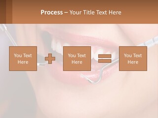 A Woman Smiling With A Toothbrush In Her Mouth PowerPoint Template