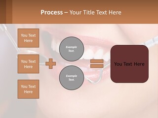 A Woman Smiling With A Toothbrush In Her Mouth PowerPoint Template