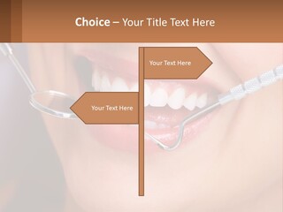 A Woman Smiling With A Toothbrush In Her Mouth PowerPoint Template