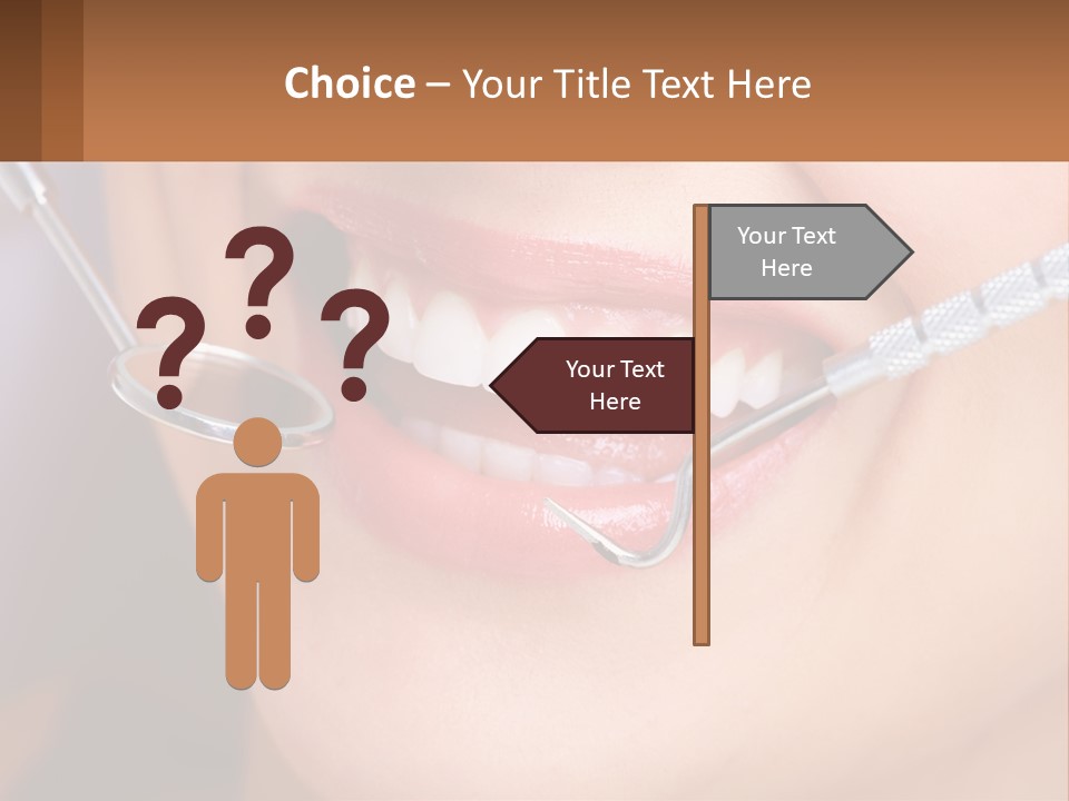 A Woman Smiling With A Toothbrush In Her Mouth PowerPoint Template