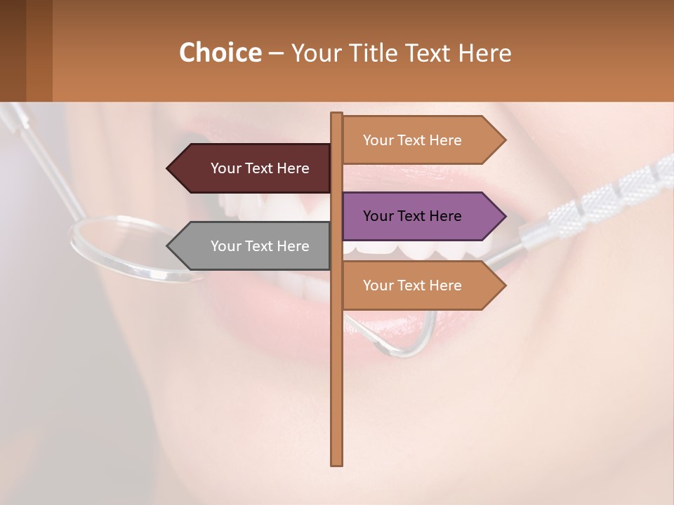 A Woman Smiling With A Toothbrush In Her Mouth PowerPoint Template