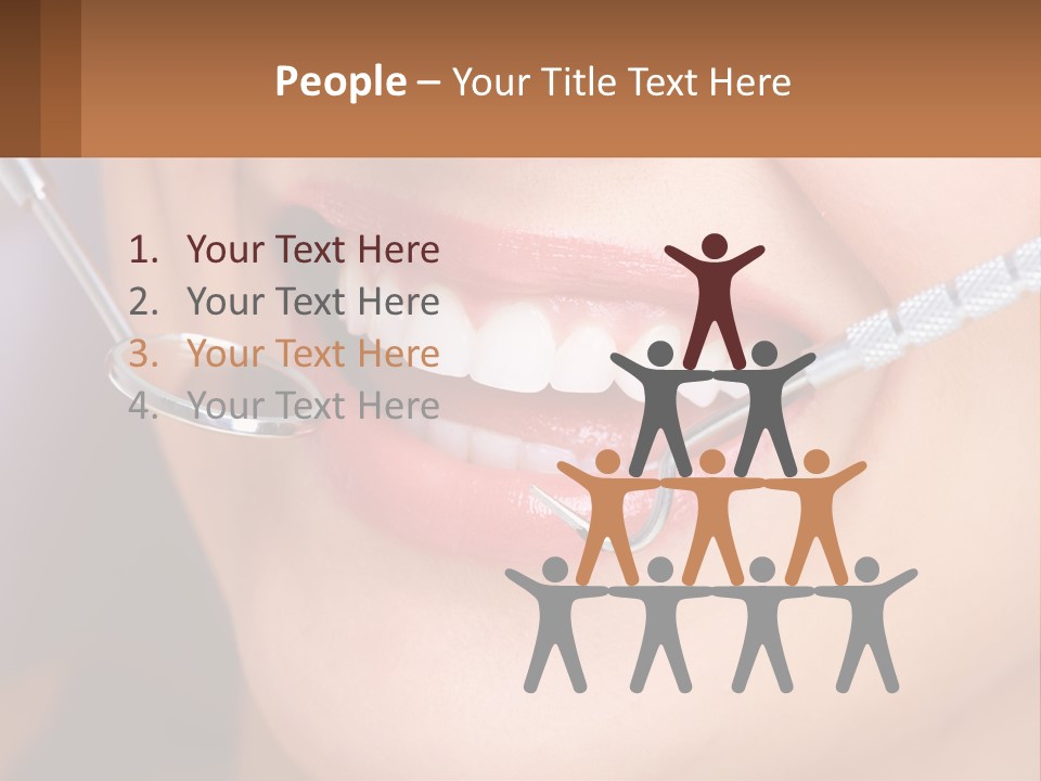 A Woman Smiling With A Toothbrush In Her Mouth PowerPoint Template