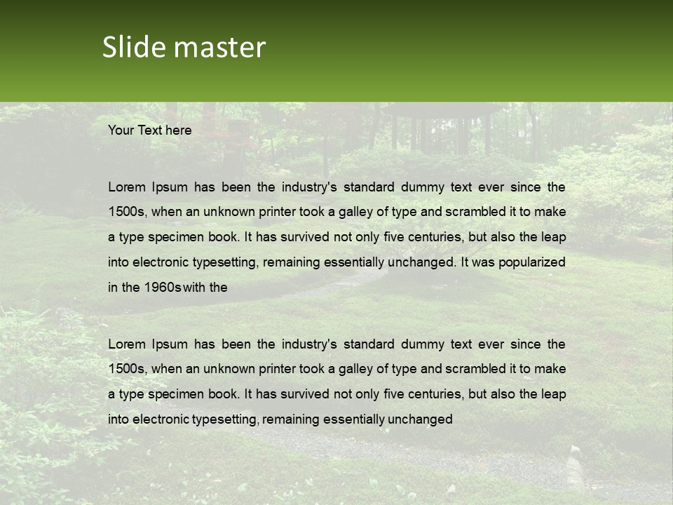 A Green Garden With A Path In The Middle Of It PowerPoint Template