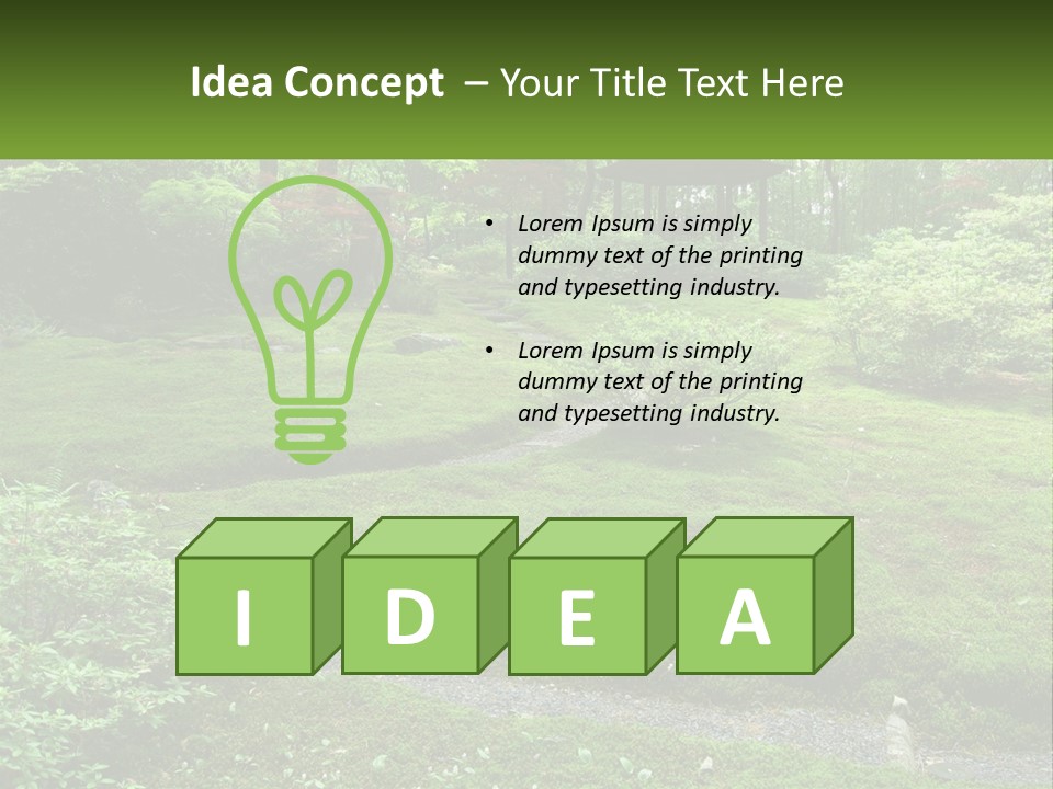 A Green Garden With A Path In The Middle Of It PowerPoint Template