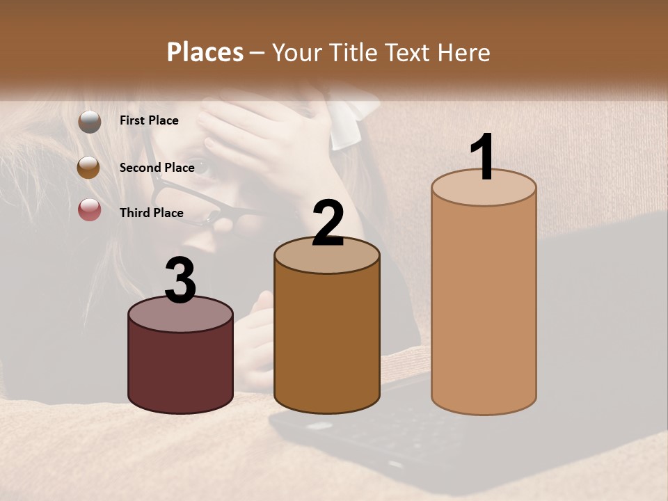 A Little Girl Sitting On A Couch Looking At A Laptop PowerPoint Template