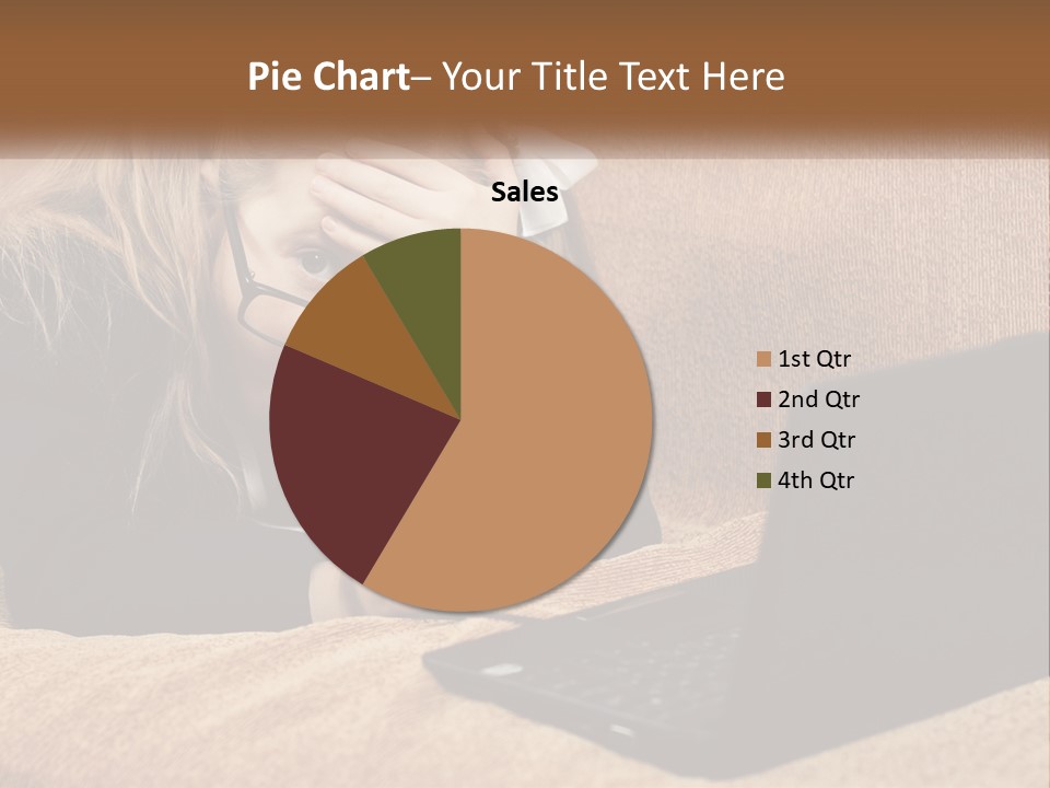 A Little Girl Sitting On A Couch Looking At A Laptop PowerPoint Template