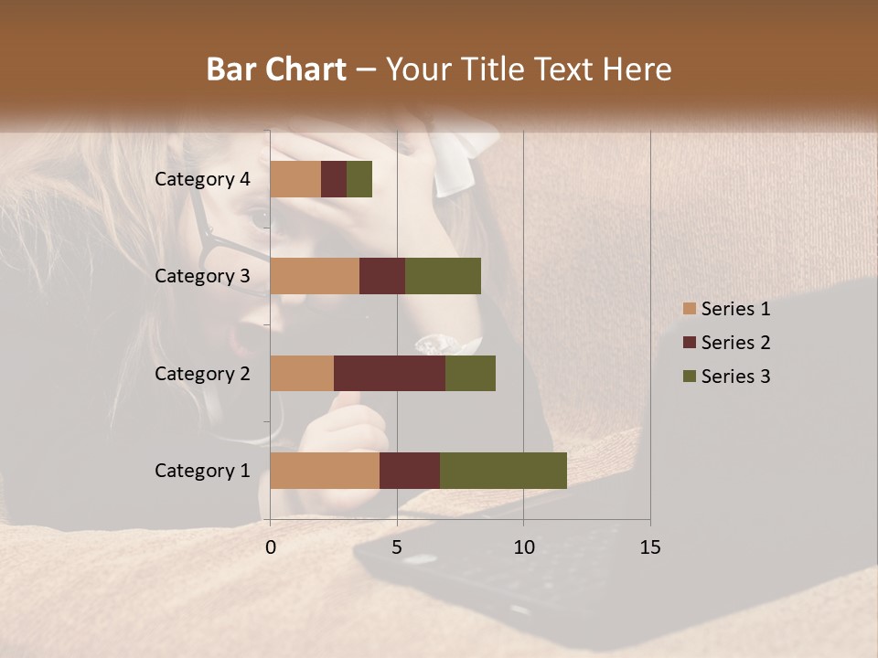 A Little Girl Sitting On A Couch Looking At A Laptop PowerPoint Template