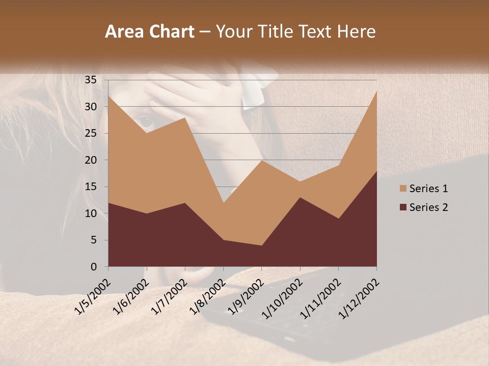 A Little Girl Sitting On A Couch Looking At A Laptop PowerPoint Template