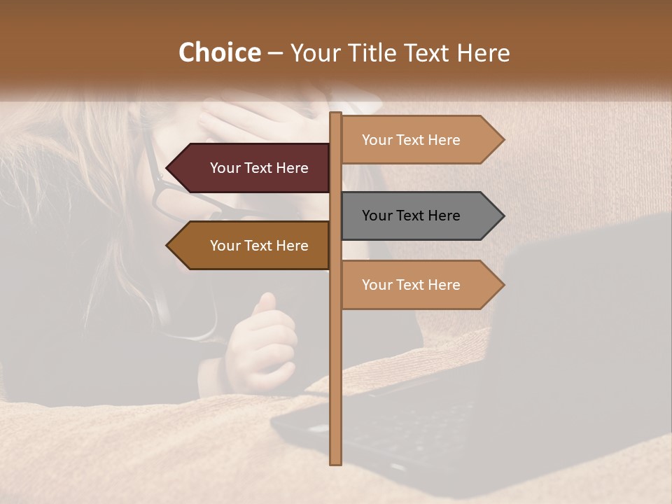 A Little Girl Sitting On A Couch Looking At A Laptop PowerPoint Template