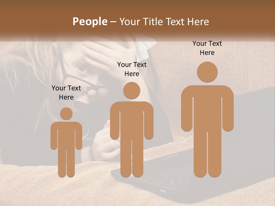 A Little Girl Sitting On A Couch Looking At A Laptop PowerPoint Template