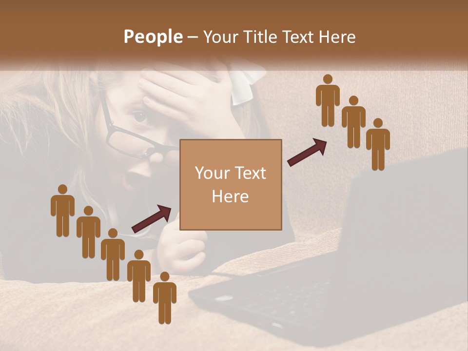 A Little Girl Sitting On A Couch Looking At A Laptop PowerPoint Template