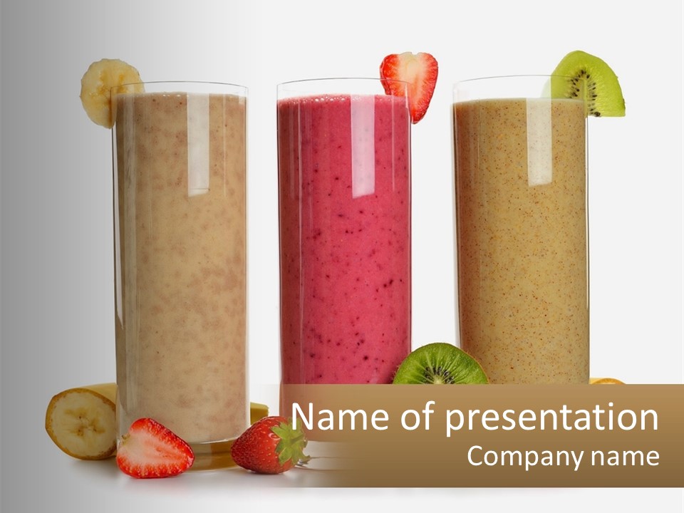 A Group Of Three Smoothies Sitting Next To Each Other PowerPoint Template