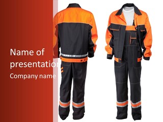 An Orange And Black Work Suit With Reflective Stripes PowerPoint Template