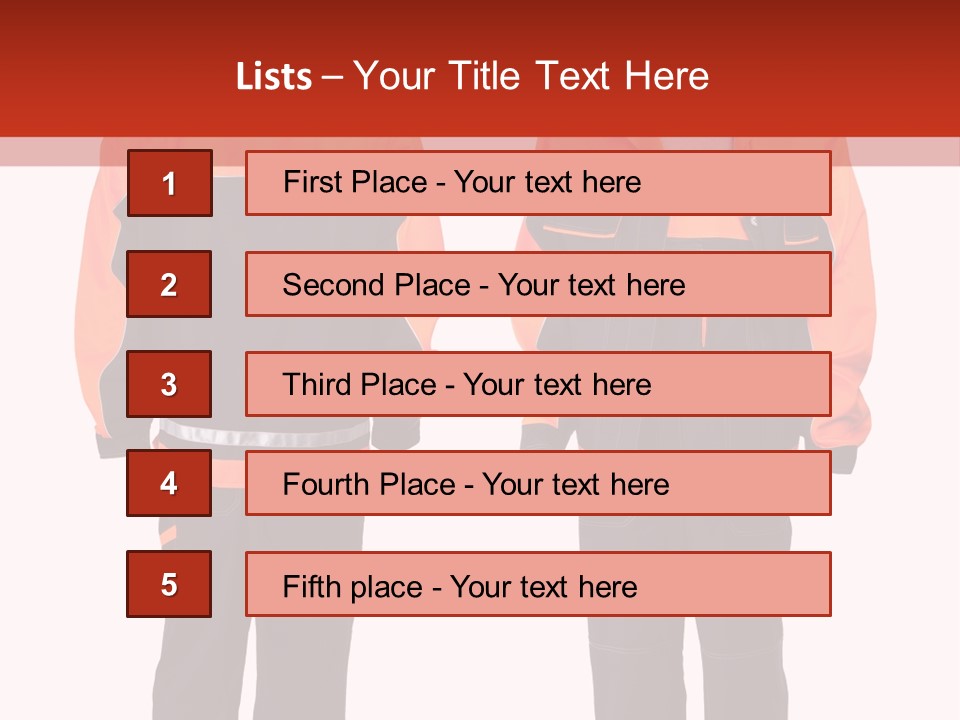 An Orange And Black Work Suit With Reflective Stripes PowerPoint Template