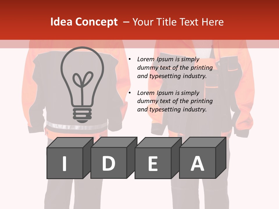 An Orange And Black Work Suit With Reflective Stripes PowerPoint Template