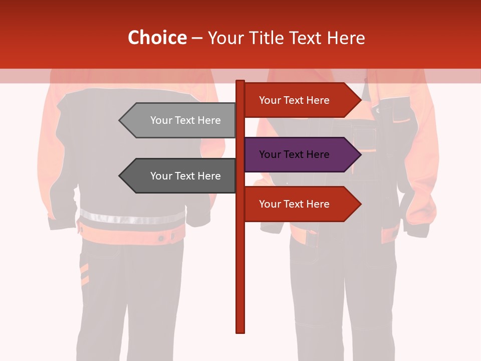 An Orange And Black Work Suit With Reflective Stripes PowerPoint Template