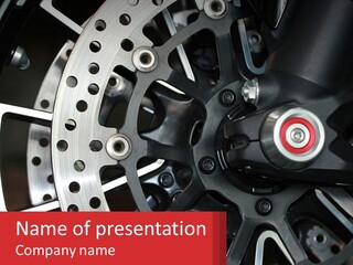 A Close Up Of A Wheel On A Motorcycle PowerPoint Template