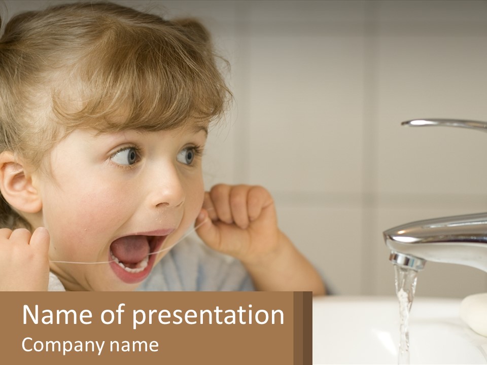 A Child Brushing His Teeth In Front Of A Sink PowerPoint Template