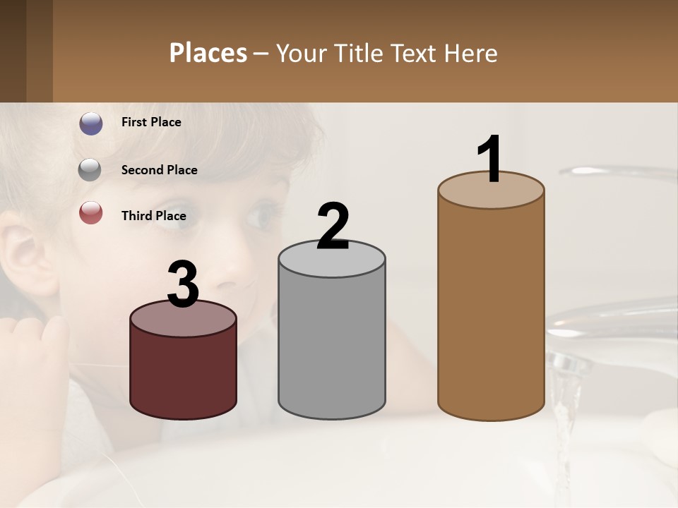 A Child Brushing His Teeth In Front Of A Sink PowerPoint Template