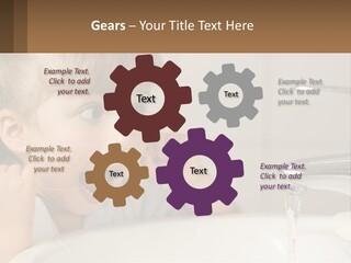 A Child Brushing His Teeth In Front Of A Sink PowerPoint Template