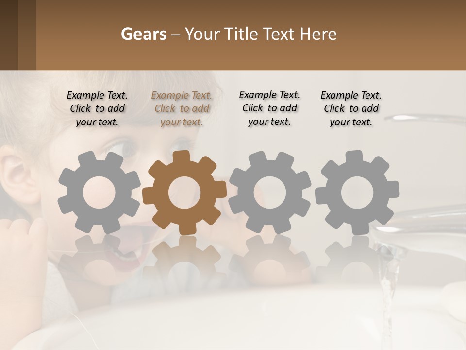 A Child Brushing His Teeth In Front Of A Sink PowerPoint Template