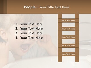 A Child Brushing His Teeth In Front Of A Sink PowerPoint Template