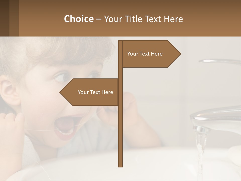A Child Brushing His Teeth In Front Of A Sink PowerPoint Template