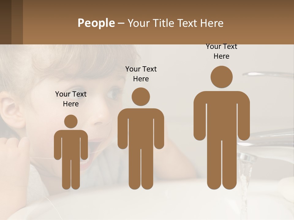 A Child Brushing His Teeth In Front Of A Sink PowerPoint Template