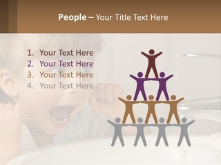 A Child Brushing His Teeth In Front Of A Sink PowerPoint Template