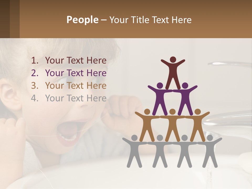 A Child Brushing His Teeth In Front Of A Sink PowerPoint Template