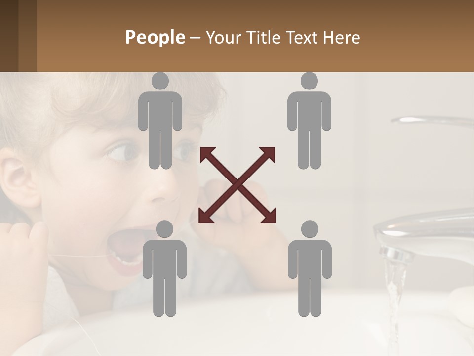 A Child Brushing His Teeth In Front Of A Sink PowerPoint Template