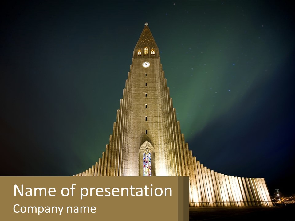 A Very Tall Building With A Clock At The Top PowerPoint Template