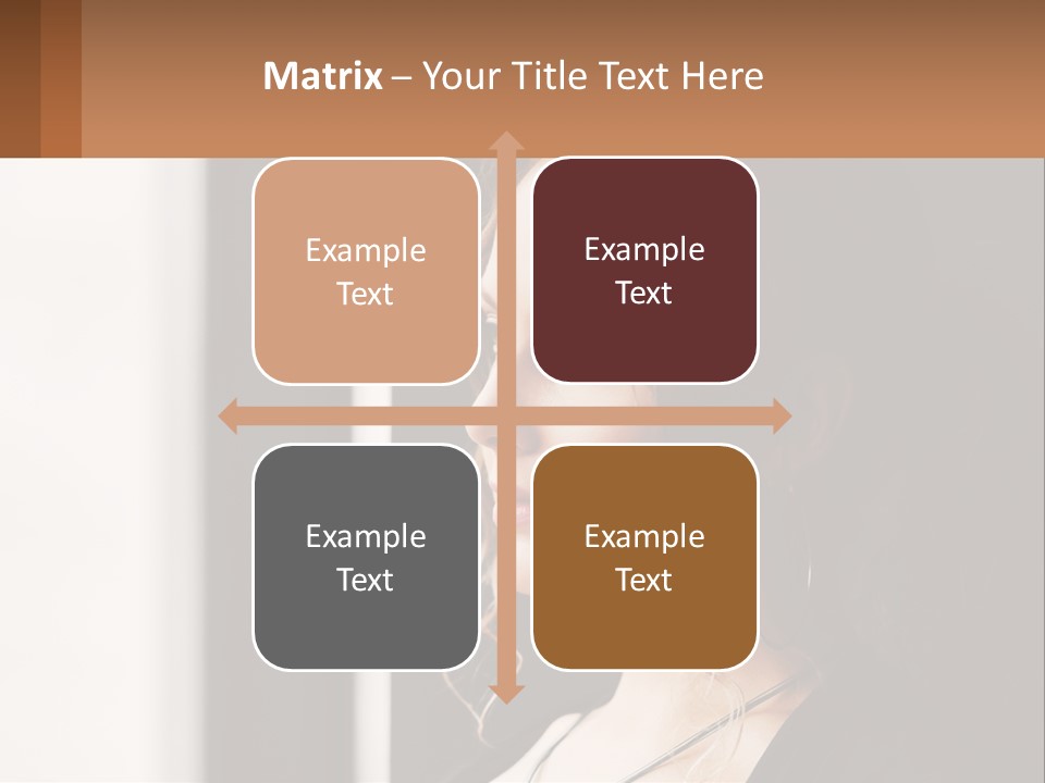 A Woman Looking Out A Window With A Brown Background PowerPoint Template