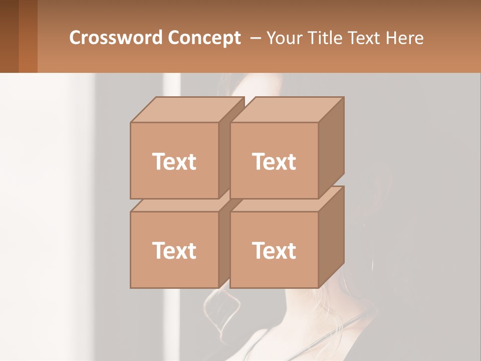 A Woman Looking Out A Window With A Brown Background PowerPoint Template