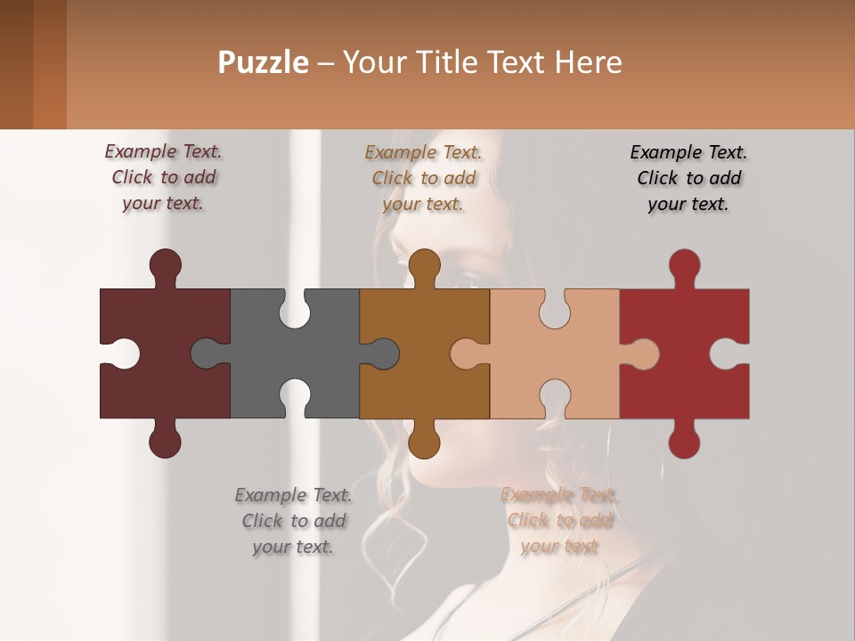 A Woman Looking Out A Window With A Brown Background PowerPoint Template