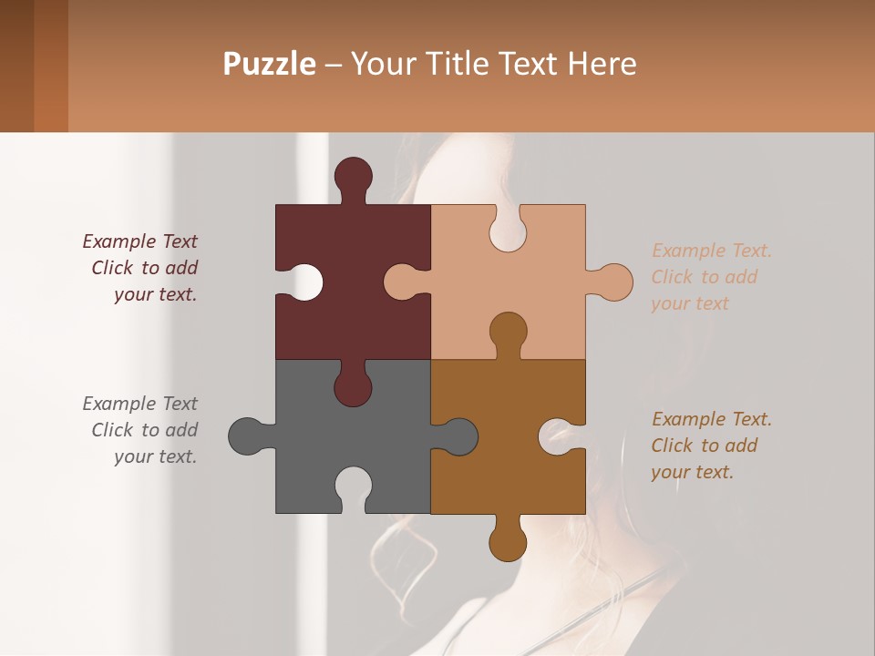 A Woman Looking Out A Window With A Brown Background PowerPoint Template