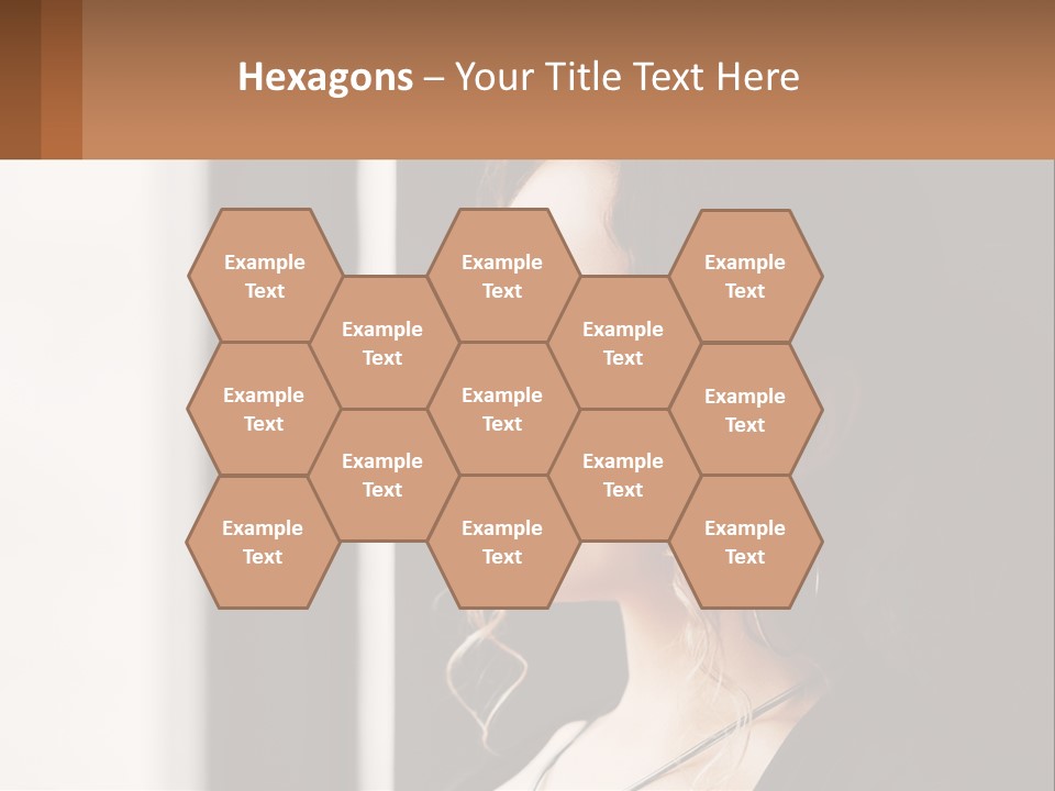 A Woman Looking Out A Window With A Brown Background PowerPoint Template