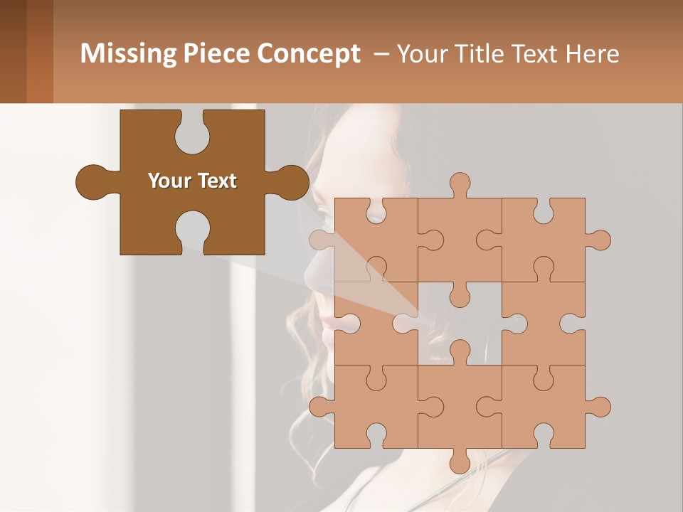 A Woman Looking Out A Window With A Brown Background PowerPoint Template