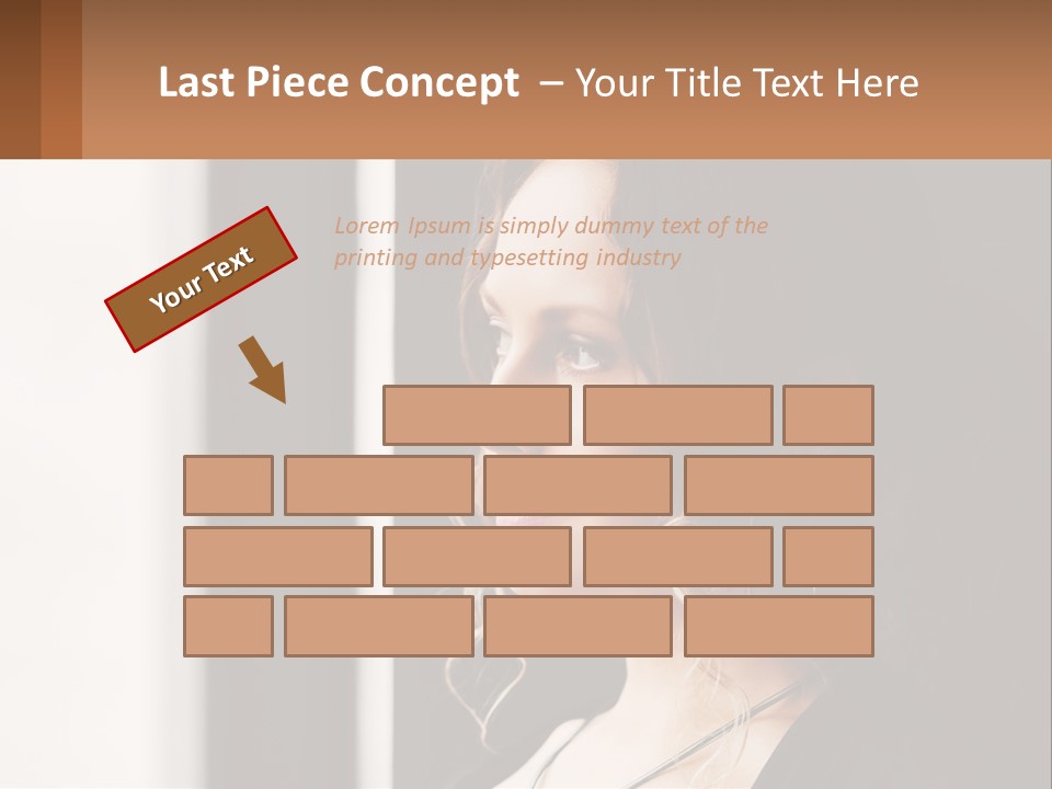 A Woman Looking Out A Window With A Brown Background PowerPoint Template