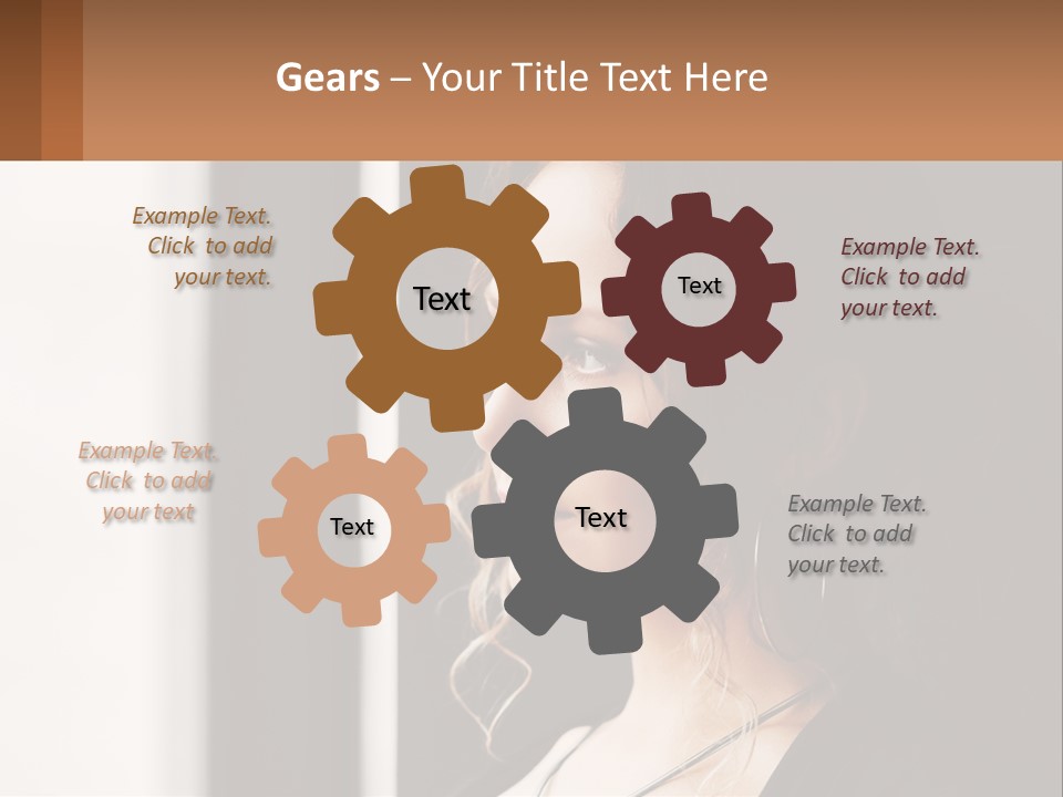 A Woman Looking Out A Window With A Brown Background PowerPoint Template