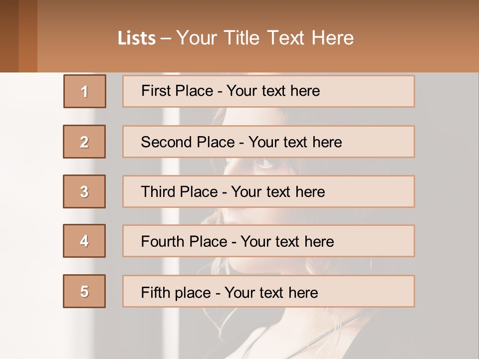 A Woman Looking Out A Window With A Brown Background PowerPoint Template