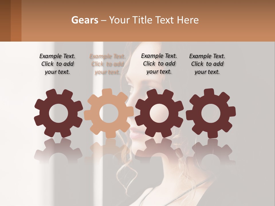 A Woman Looking Out A Window With A Brown Background PowerPoint Template