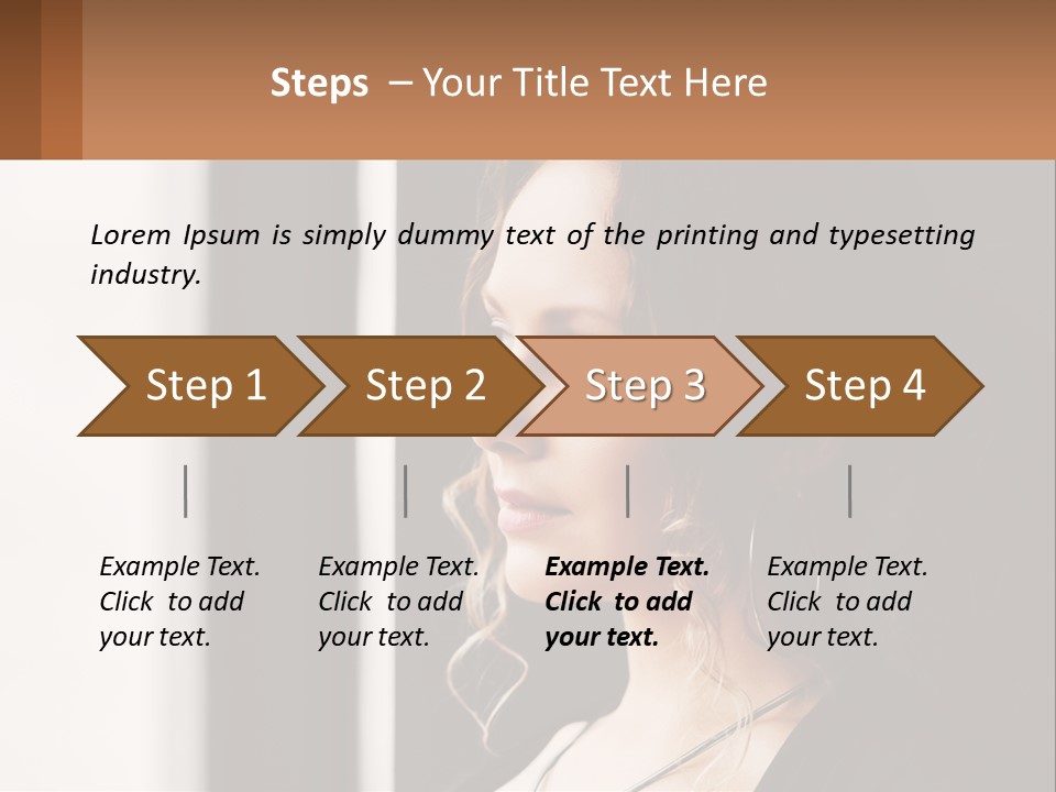 A Woman Looking Out A Window With A Brown Background PowerPoint Template