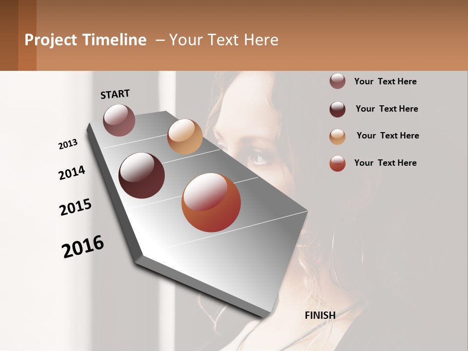 A Woman Looking Out A Window With A Brown Background PowerPoint Template