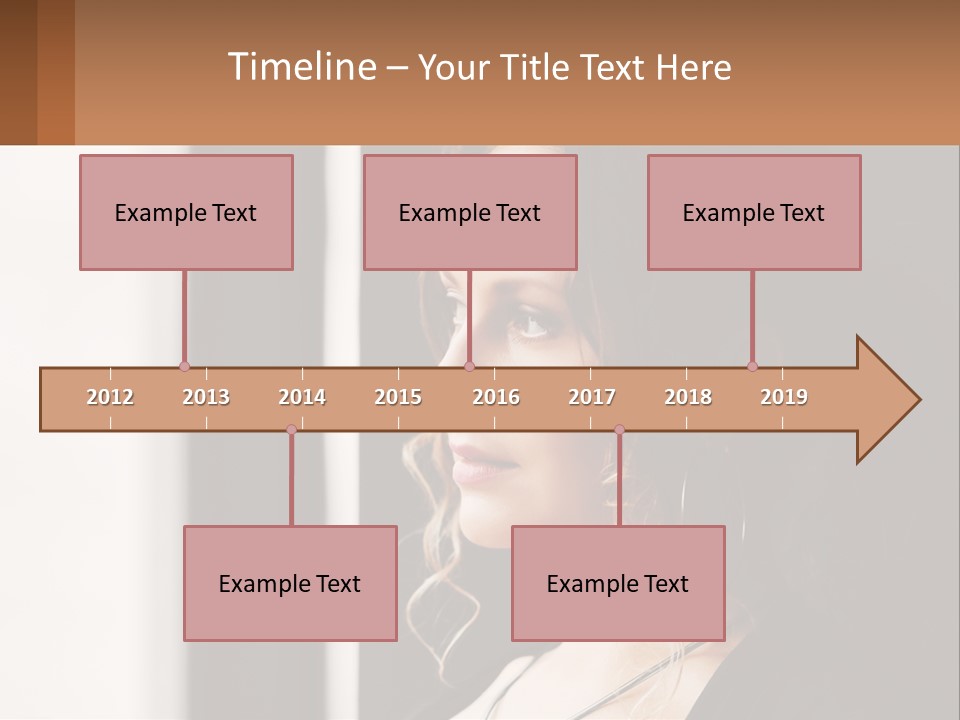 A Woman Looking Out A Window With A Brown Background PowerPoint Template