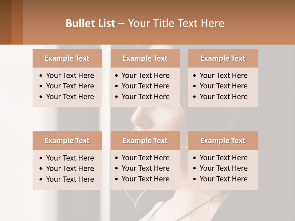 A Woman Looking Out A Window With A Brown Background PowerPoint Template