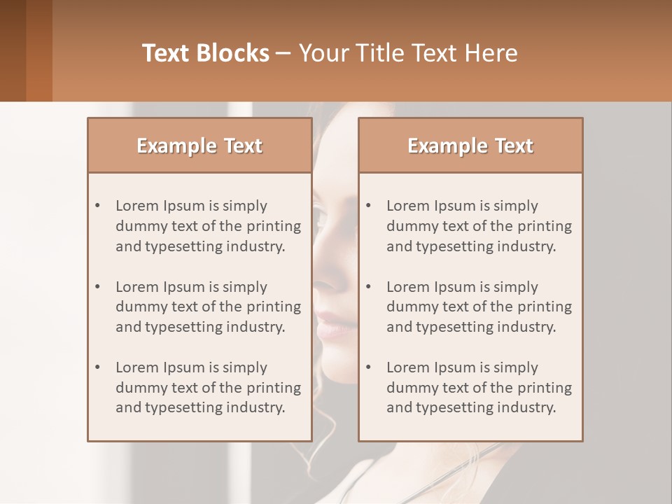 A Woman Looking Out A Window With A Brown Background PowerPoint Template