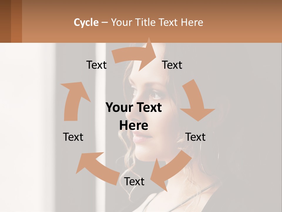 A Woman Looking Out A Window With A Brown Background PowerPoint Template