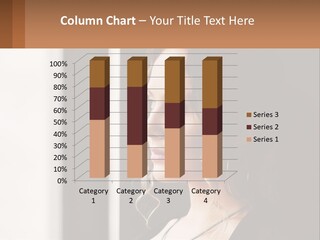 A Woman Looking Out A Window With A Brown Background PowerPoint Template